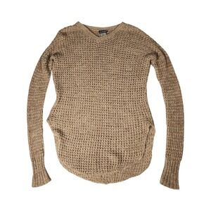 Joe Boxer Tan Speckled Waffle Knit V Neck Sweater Small/S Recycled